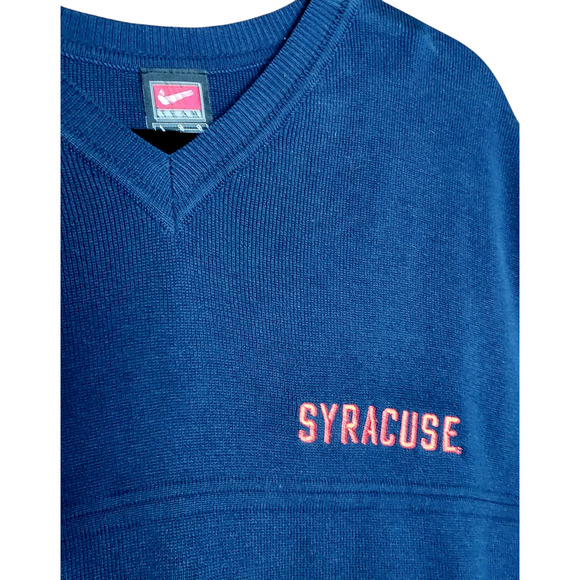 Vintage Nike Syracuse University Men's Navy Blue Sweater Vest 100% Cotton Y2K LG - Picture 4 of 9